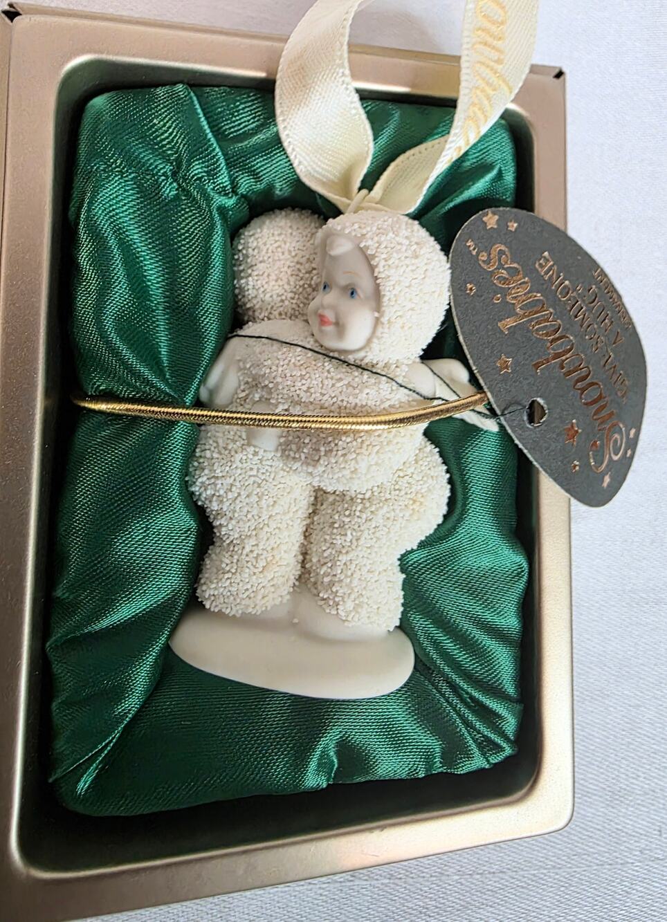 Vtg Dept. 56 Snowbabies "Give Someone a Hug" Ornament NOS NIB Christmas Holiday